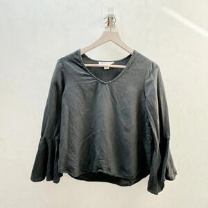 Karen Kane || Soft V Neck Bell Sleeve Women's Blouse Black XS